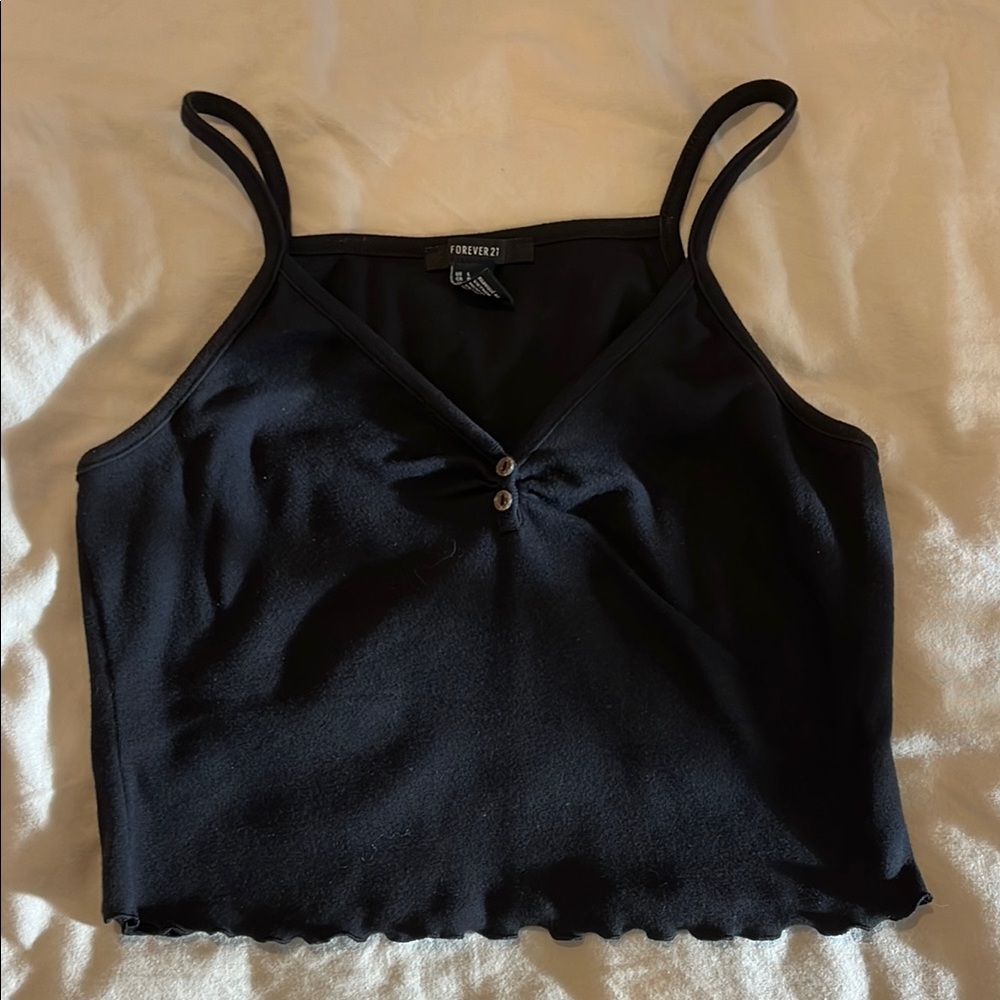 Forever 21 Black Ribbed Crop Camisole